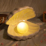 Ceramic Shell Pearl Night Light Fantasy Mermaid Fairy Bedroom Bedside Lamp