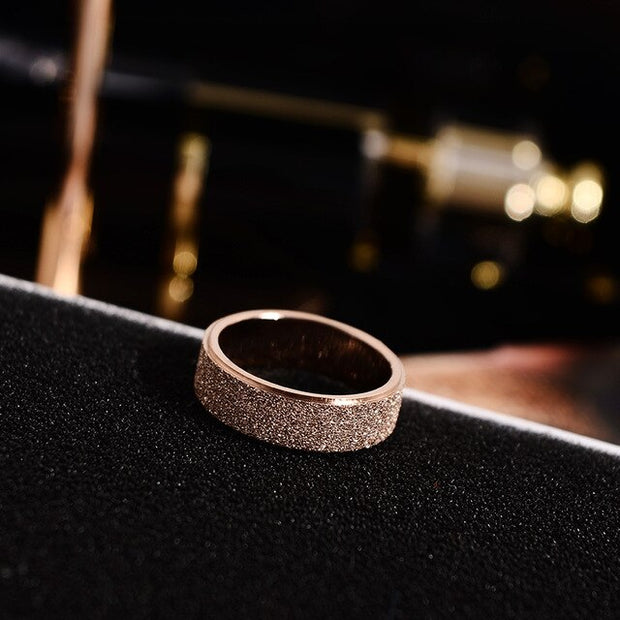 Rose Gold Color Frosted Finger Ring for Woman Man