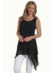 Women's Regular Length Black Poly Spandex Round Neck Tees