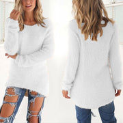 Women Loose Long Sleeve Solid Warm Pullovers