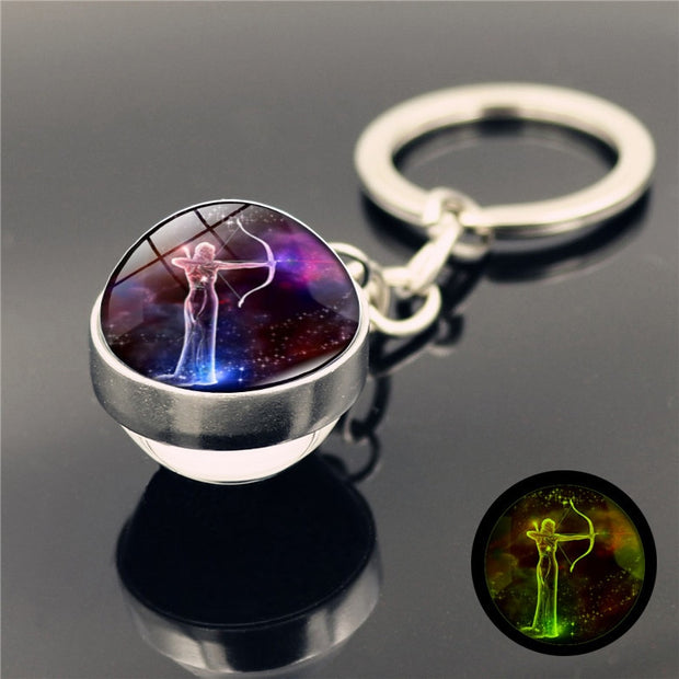 12 Constellation Luminous Keychain Glass Ball