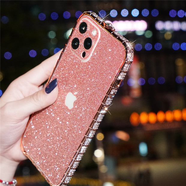 Rhinestone Metal Bumper Phone Cover For iPhone