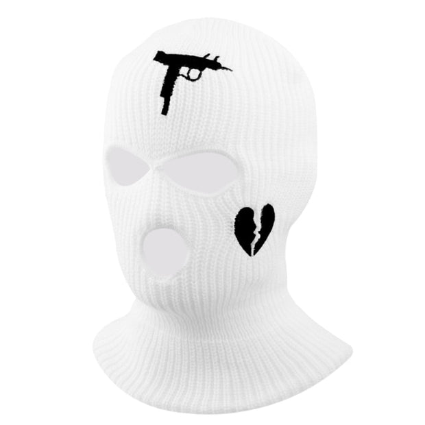 1Pc Embroidery Balaclava Face Mask 3-Hole for Cold Weather, Winter Ski Mask for Men and Women Thermal Cycling Mask Christmas Gif