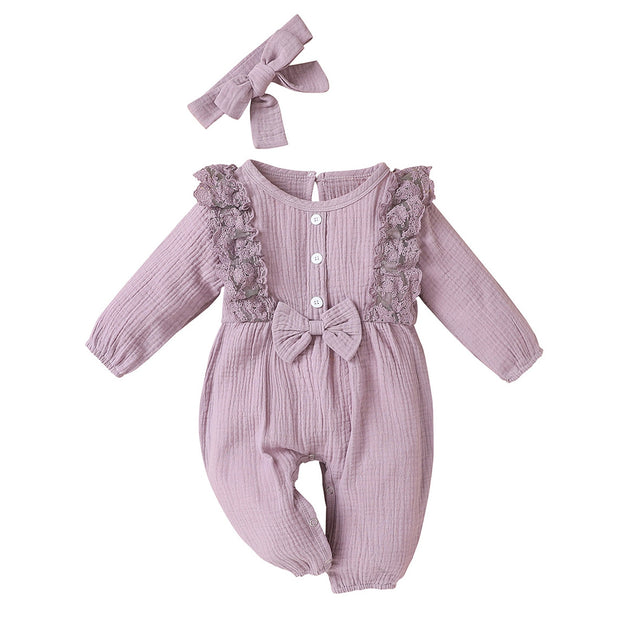 Tie dye Print Jumpsuit Newborn Infant Baby Girl Cotton Linen Romper Lace Bow One Piece Jumpsuit Clothes baby girl winter clothes