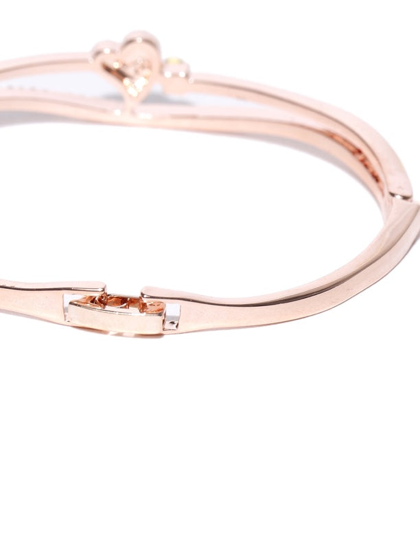 Rose Gold-Plated Handcrafted Stone-Studded Bracelet