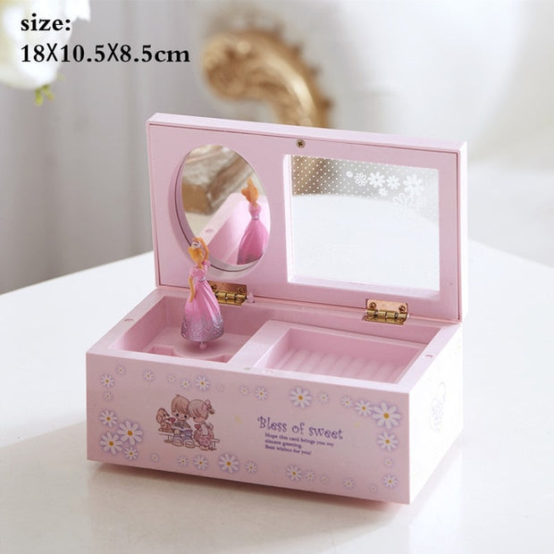 Classic Rotating Dancer Ballerina Piano Music Box Clockwork Plastic Jewelry Box Girls Hand Crank Music Mechanism Christmas Gift