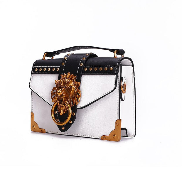 Metal Lion Head Mini Small Square Pack Shoulder Bag