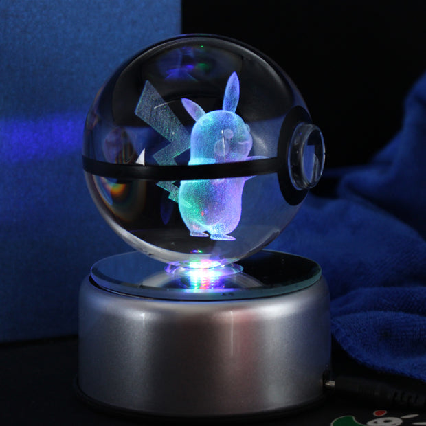 Popular 80mm 3.15 inch Diameter Crystal Glass Poket Ball with Rotated LED Lamp Base Christmas Gifts