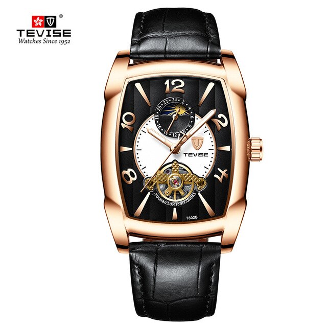 TEVISE Business Square Design Unique Mechanical Watch