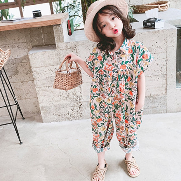 Summer Floral Children Overalls Pant For Kids