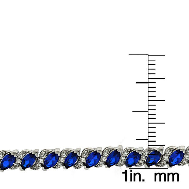 20.00 Ct Genuine Sapphire ine Bracelet embellished With Crystals In 18k White Gold Filled