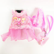 Princess Dog Dresses for Small Dogs Yorkshire Chihuahua Summer Dog Dress Harness and Leash Set Lace Pet Costume Accessories