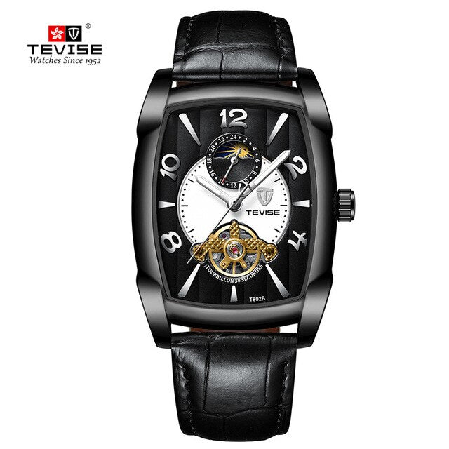 TEVISE Business Square Design Unique Mechanical Watch