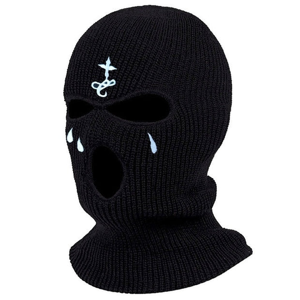 1Pc Embroidery Balaclava Face Mask 3-Hole for Cold Weather, Winter Ski Mask for Men and Women Thermal Cycling Mask Christmas Gif