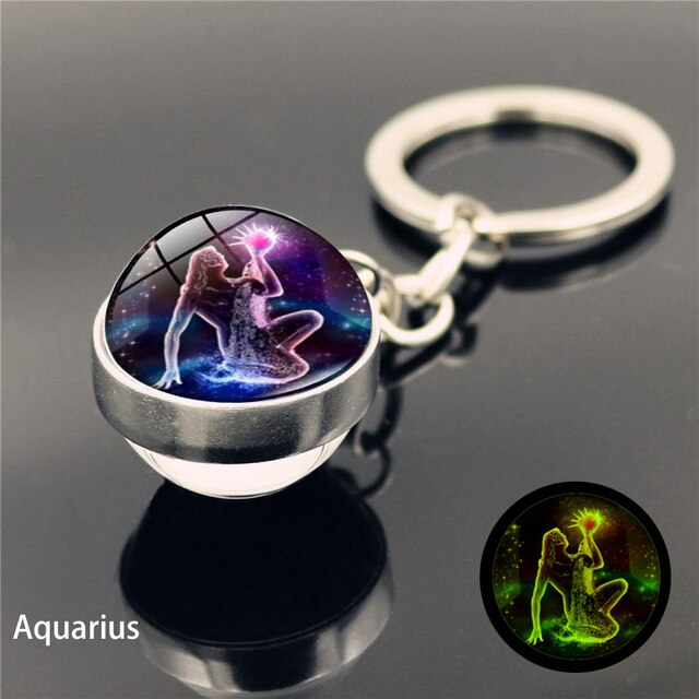 12 Constellation Luminous Keychain Glass Ball