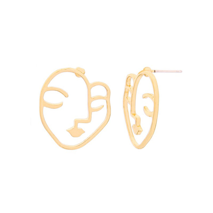 2019 Korean Fashion Jewelry Gold Color Alloy Face Dangle Earrings