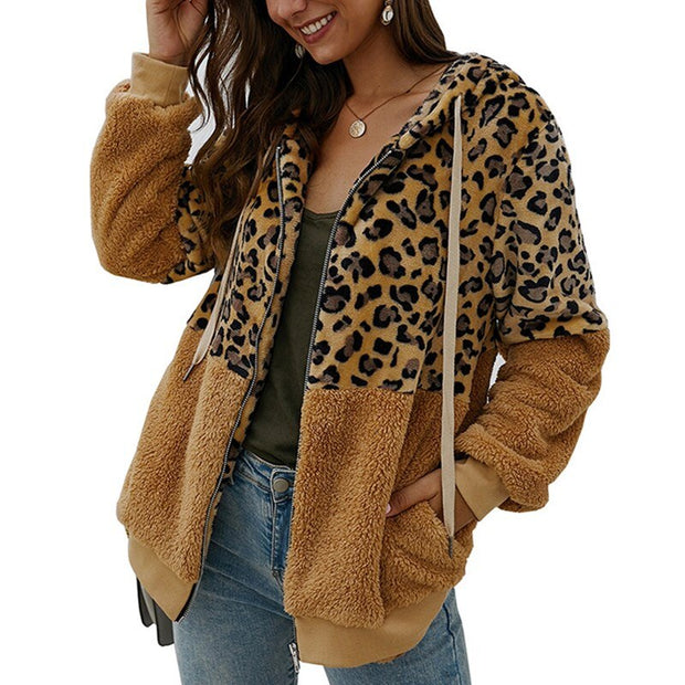 Soft Leopard PrintFur Hoodie Coat