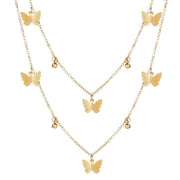 2 Piece Butterfly Drop Necklace 18K Gold Plated Necklace