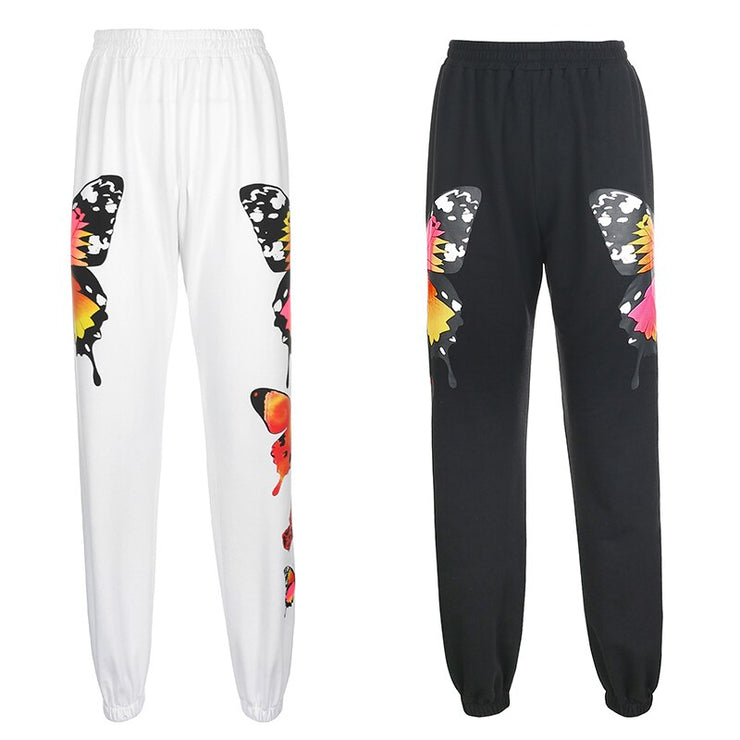 Darlingaga Streetwear Butterfly Print Tracksuit Women Sweatpants Two Piece Set Zipper Hoodie and Pants Matching Sets Outfits New