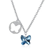 Butterfly Sterling Silver Necklace with  Crystals