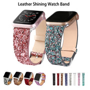 Leather Band for Apple Watch Series 6 SE 5/4/3 38mm 40mm 42mm 44mm Bling Strap for Iwatch Wrist  Bracelet Bright Shine Strap