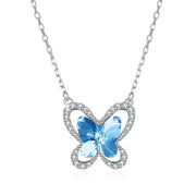 Pave Butterfly Sterling Silver Necklace with  Crystals