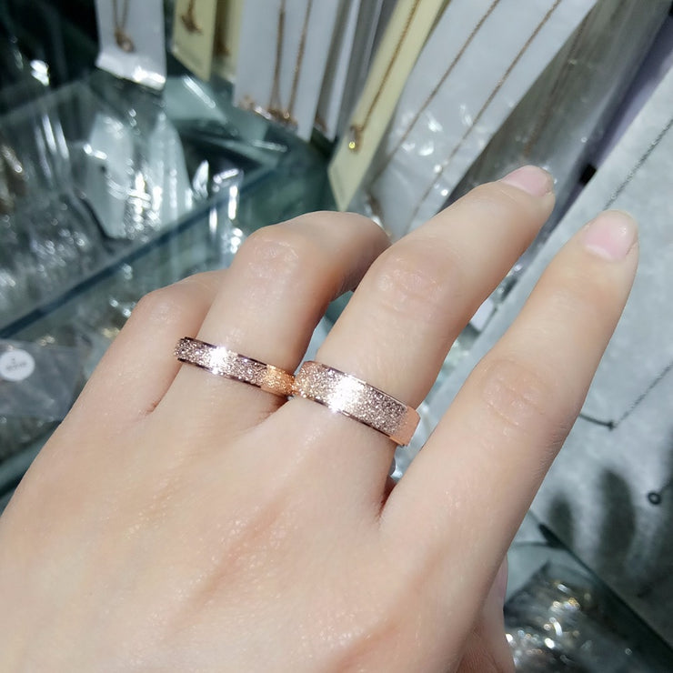 Rose Gold Color Frosted Finger Ring for Woman Man