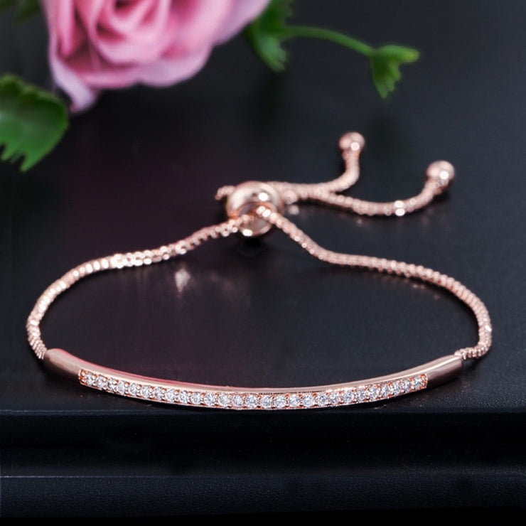 Women Captivate Bar Slider Brilliant Rose Gold Color Jewelry