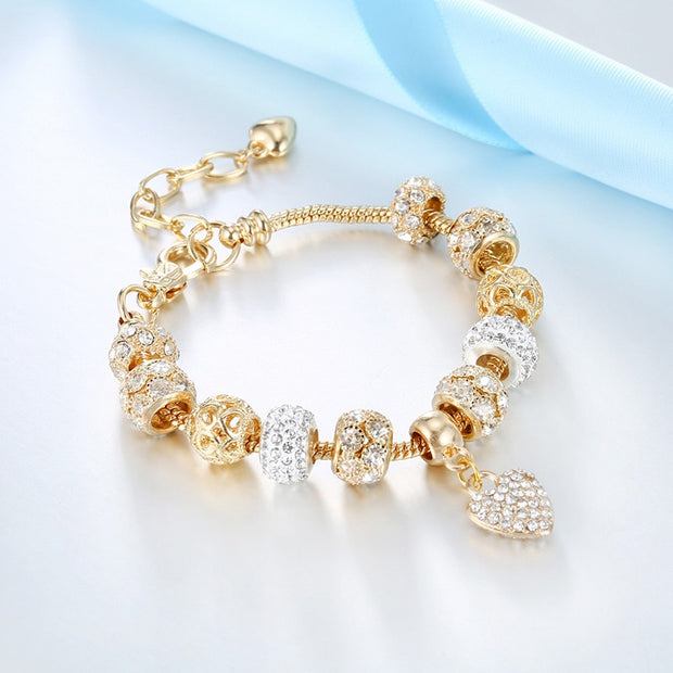 Gold Heart Charm Bracelets For Women