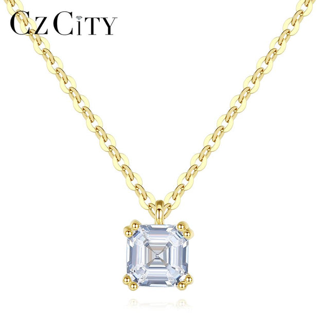 Gold Square Pendant Necklace