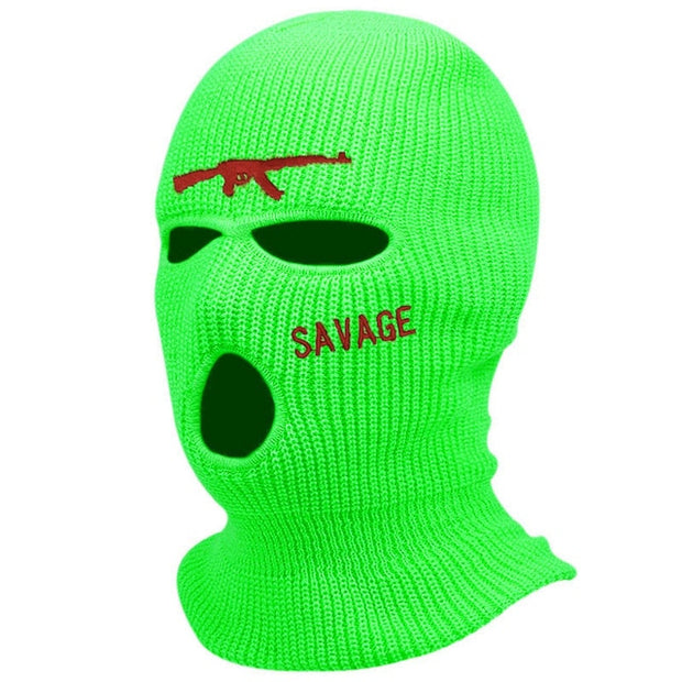 1Pc Embroidery Balaclava Face Mask 3-Hole for Cold Weather, Winter Ski Mask for Men and Women Thermal Cycling Mask Christmas Gif