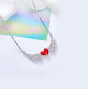 Austrian Crystal 4.00 Ct Ruby Flying with the Wings of an Angel Necklace