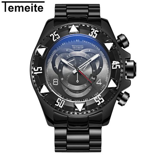 Men Quartz Clock Vintage Watch  With Stainless Steel Strap