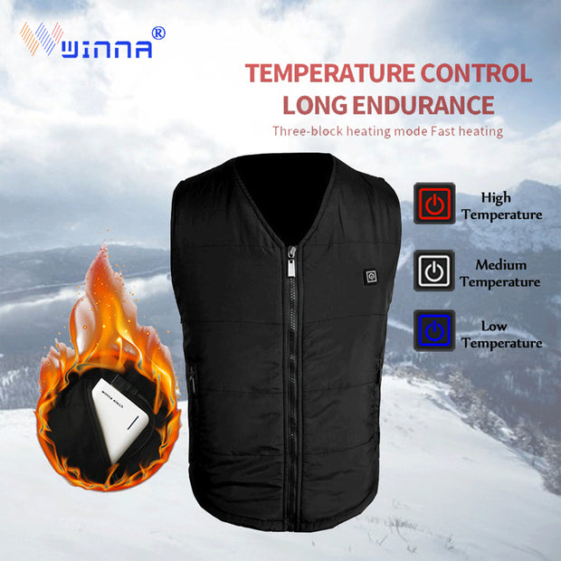 2019 Men Women USB Infrared Heating Vest Winter Outdoor Jacket Electric Thermal Waistcoat