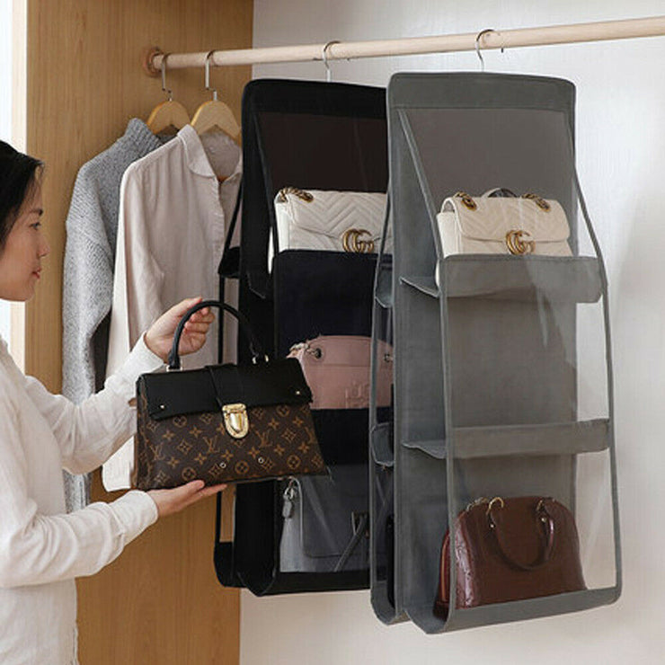 Packing Organizers Solid 6 Pocket Folding Hanging Handbag Storage Holder Organizer Rack Hook Hanger Fashion Hot 2019