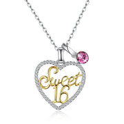 Sweet 16 Sterling Silver Necklace with  Crystals