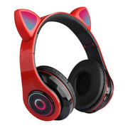 New Arrival LED Cat Ear Noise Cancelling Headphones Bluetooth 5.0 Young People Kids Headset Support TF Card 3.5mm Plug with Mic