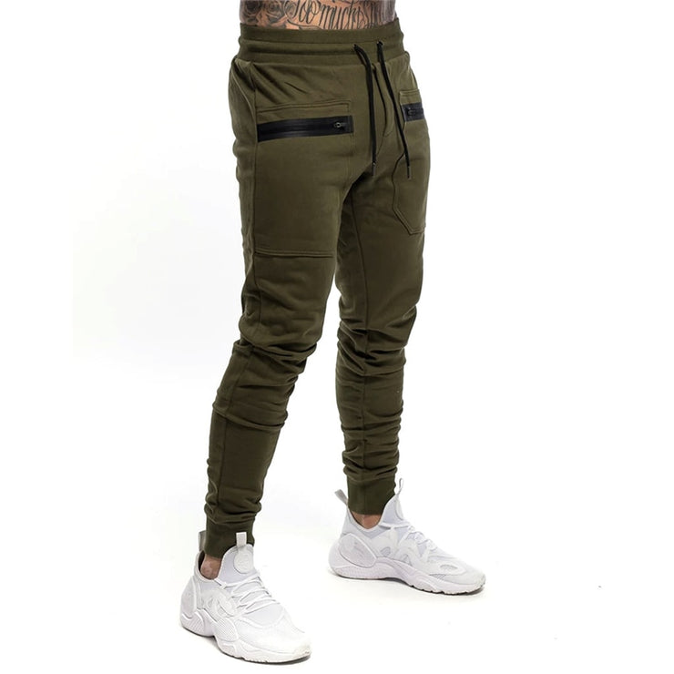 New Mens Jogger Zip pocket Sweatpants Man Gyms Workout Fitness Cotton Trousers Male Casual Fashion Skinny Track Pants Winter