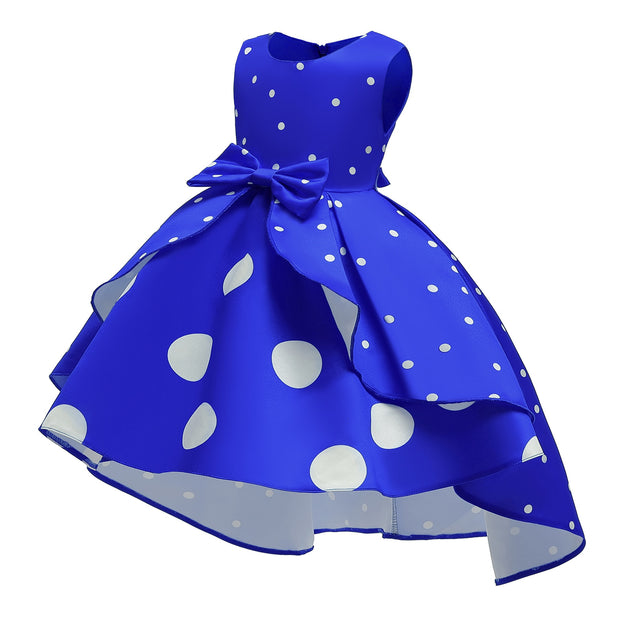 Elegant girl princess dress Dots Bow