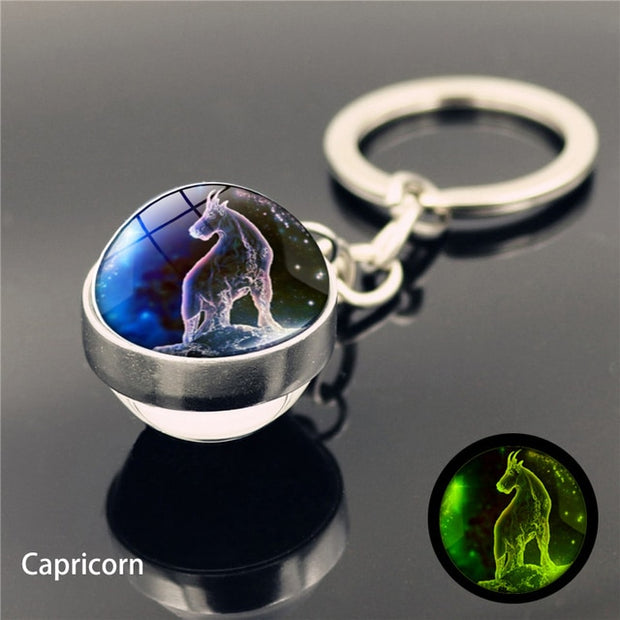 12 Constellation Luminous Keychain Glass Ball