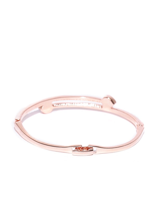 Rose Gold-Plated Handcrafted Stone-Studded Link Bracelet