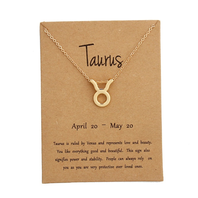 Gold Zodiac Pendant Necklace For Women