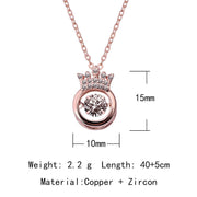 Rose-Gold Alloy Crown Throbbing Zircon Necklace