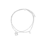 Double Layer Love Heart Anklet Bracelet