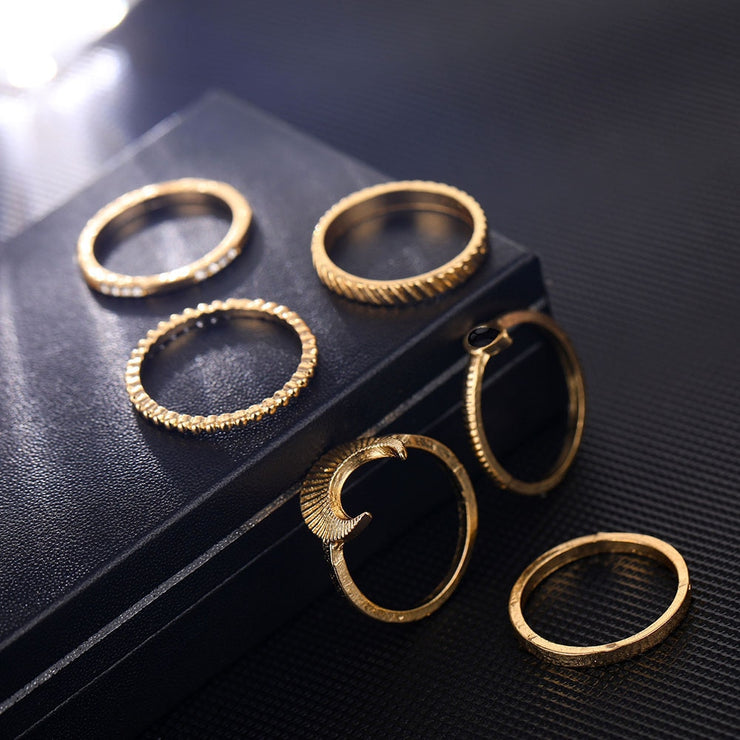 Moon Geometric Joint Rings Set