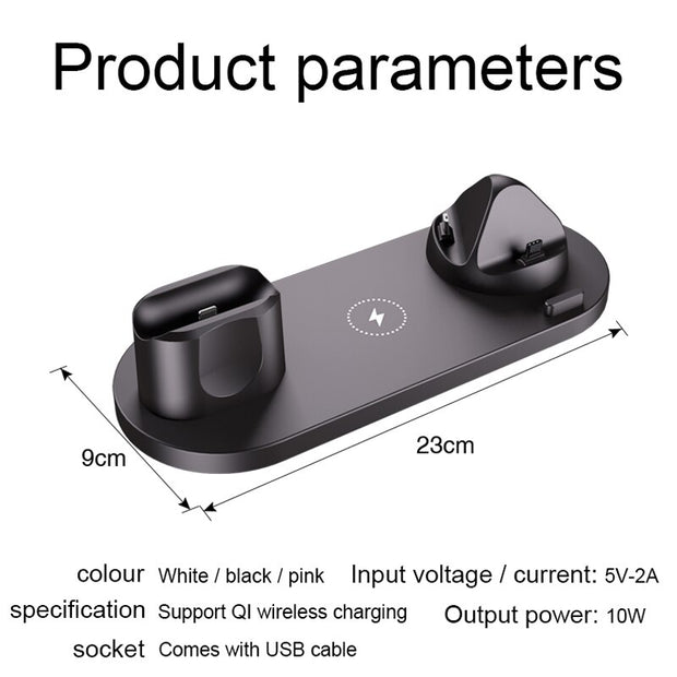 Wireless Charger 6 in 1 10w Qi Fast Stand