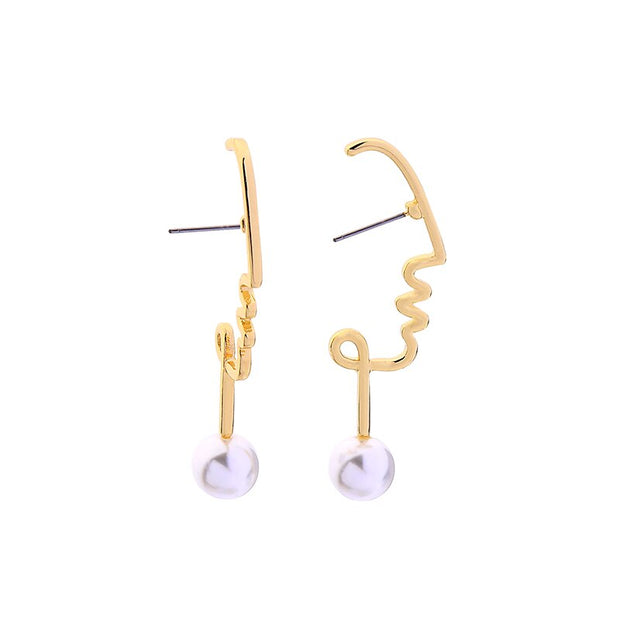 2019 Korean Fashion Jewelry Gold Color Alloy Face Dangle Earrings