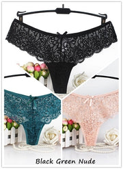 Set of 3 Sexy Lace Thongs G-Strings Low-Rise Panties