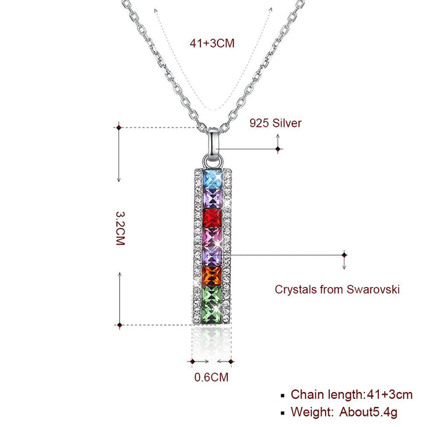 Red Light Green Light 1 2 3 Sterling Silver Necklace with  Crystals