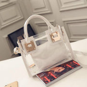 2pcs Women Fashion Shoulder Bag Clear Jelly  Transparent Handbag